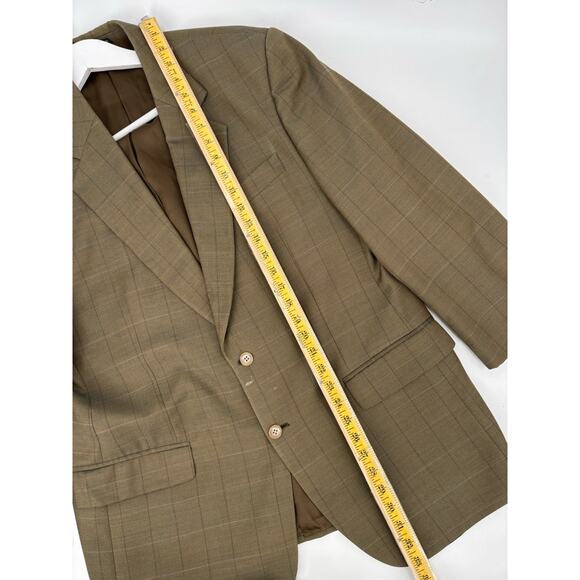 Vintage Marzotto Sartoriale Suit Jacket Mens 44 Brown Plaid Two Button Pockets - Picture 15 of 16